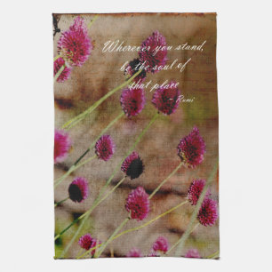 Pink Flowers Tea Towel