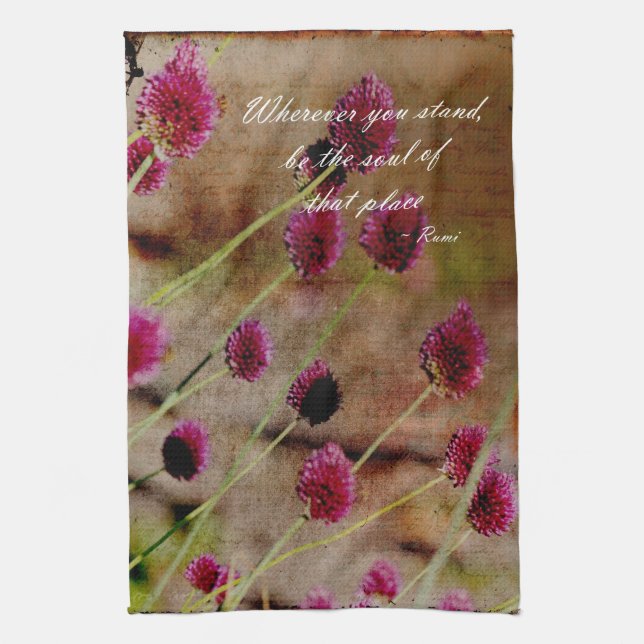 Pink Flowers Tea Towel (Vertical)