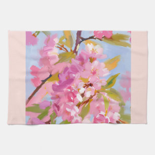 Pink Flowers Tea Towel