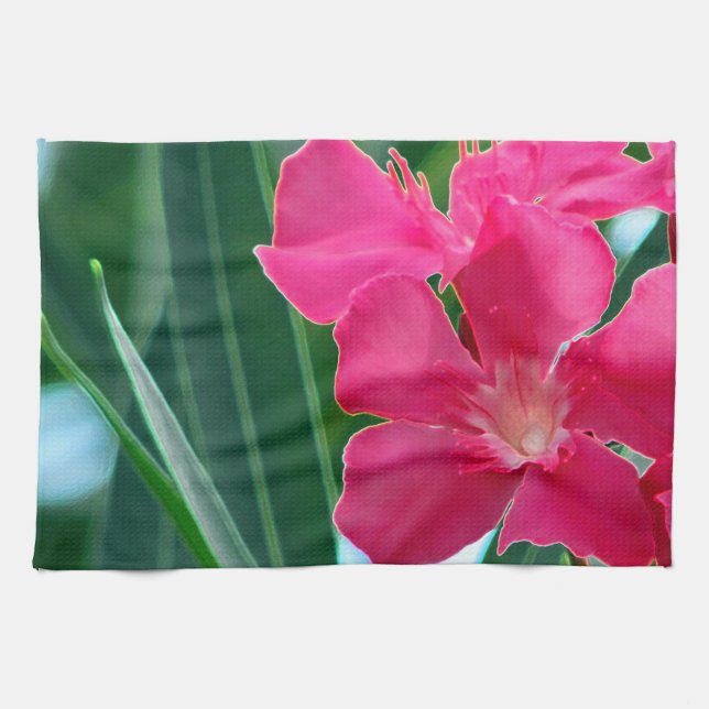 Pink Flowers Tea Towel (Horizontal)