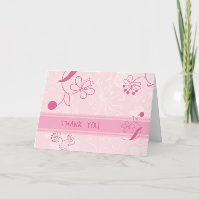 Pink Flowers Thank You Flower Girl Card (Front)