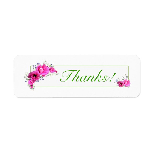 Pink Flowers Thank You Stickers - labels (Front)
