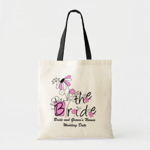 Pink Flowers The Bride Custom Tote Bag