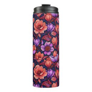 Pink Flowers Thermal Tumbler