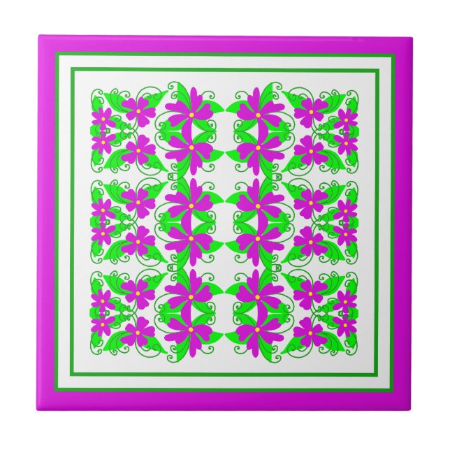 Pink flowers tile (Front)