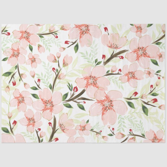Pink flowers tissue paper (Front)