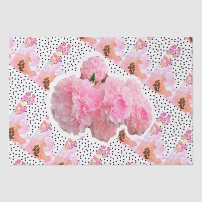 Pink Flowers Tissue Paper (Front)