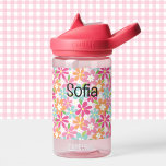 Pink Flowers Toddler Personalise Name Durable Water Bottle<br><div class="desc">Pink Flowers Toddler Personalise Name Durable Water Bottle</div>