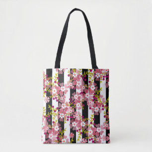 Pink flowers tote bag