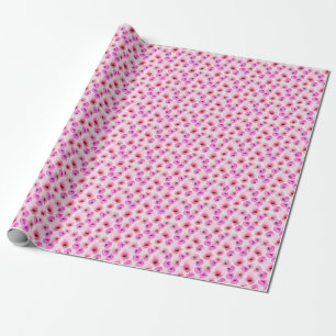 Pink Flowers Watercolor Digital Art Wrapping Paper