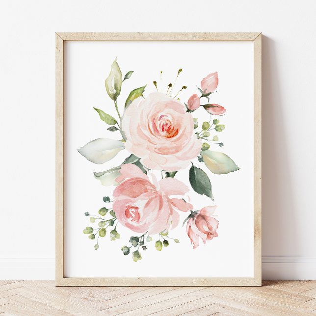Pink Flowers, Watercolor Flowers, Girl Nursery Photo Print (Creator Uploaded)
