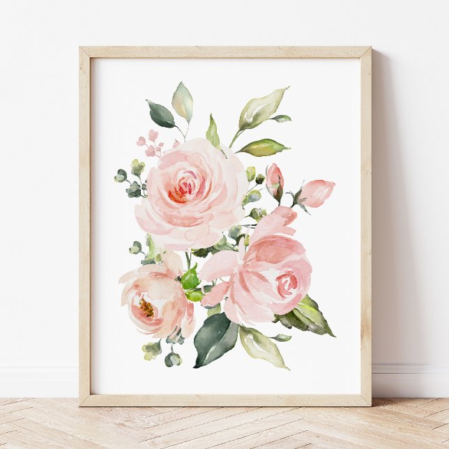 Pink Flowers, Watercolor Flowers, Girl Nursery Photo Print (Creator Uploaded)