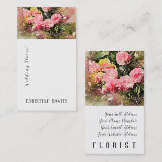 Pink flowers, wedding florist business card