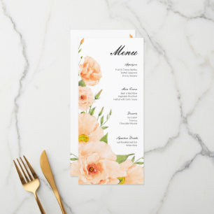 Pink Flowers Wedding Menu Event Menu