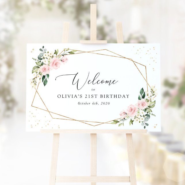 Pink Flowers, White Flowers, Birthday Welcome Poster (Creator Uploaded)