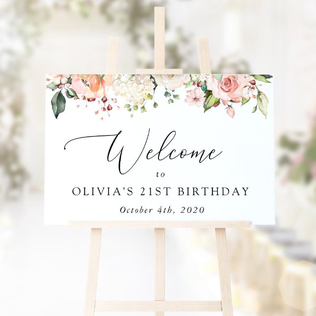 Pink Flowers, White Flowers, Birthday Welcome Poster (Creator Uploaded)