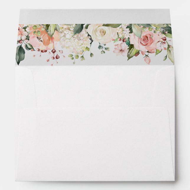 Pink Flowers, White Flowers, Boho, Baby Shower Envelope (Back (Bottom))