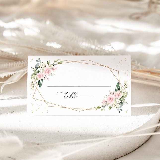 Pink Flowers, White Flowers, Boho, Bridal Shower Place Card (Creator Uploaded)