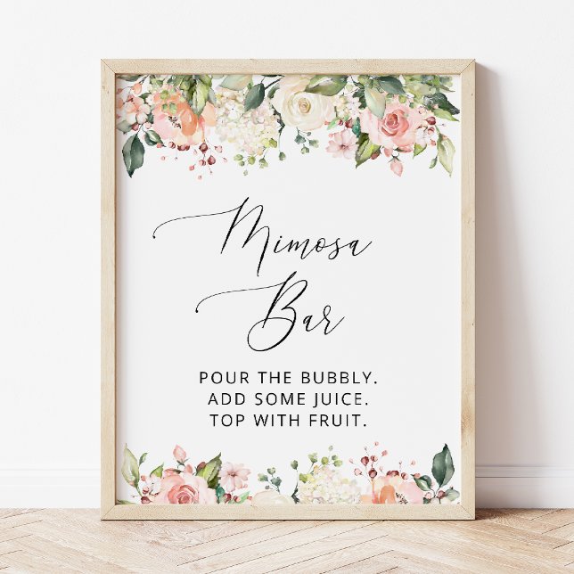 Pink Flowers, White Flowers, Boho, Mimosa Bar Poster (Creator Uploaded)