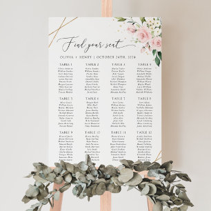 Pink Flowers, White Flowers, Boho, Seating Chart