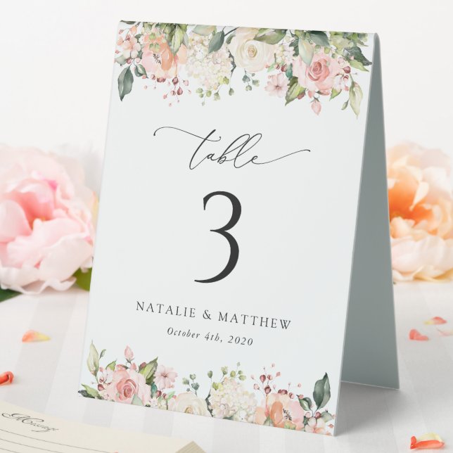 Pink Flowers, White Flowers, Boho, Table Numbers (In SItu (Wedding))