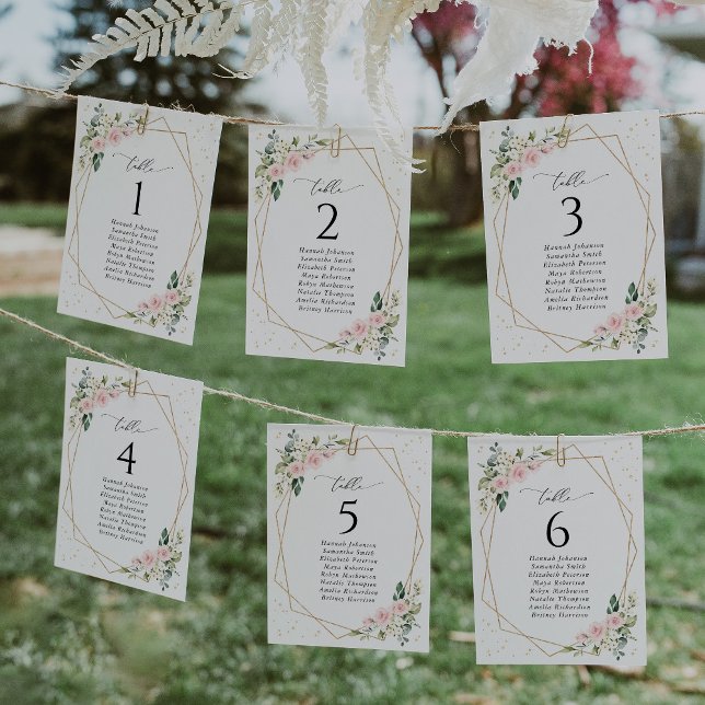 Pink Flowers, White Flowers, Seating Chart Cards (Creator Uploaded)