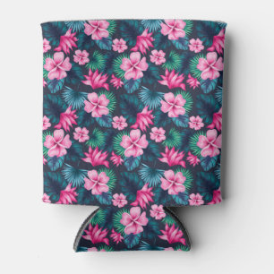 Pink Flowers with Green Leaves Partern-79066 Can Cooler