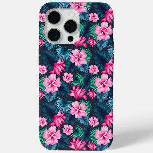 Pink Flowers with Green Leaves Partern-79066 iPhone 15 Pro Max Case