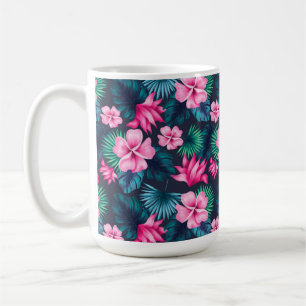 Pink Flowers with Green Leaves Partern-79066 Coffee Mug
