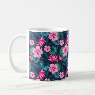 Pink Flowers with Green Leaves Partern-79066 Coffee Mug