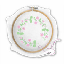 Pink flowers with vines cross-stitch - ROSE