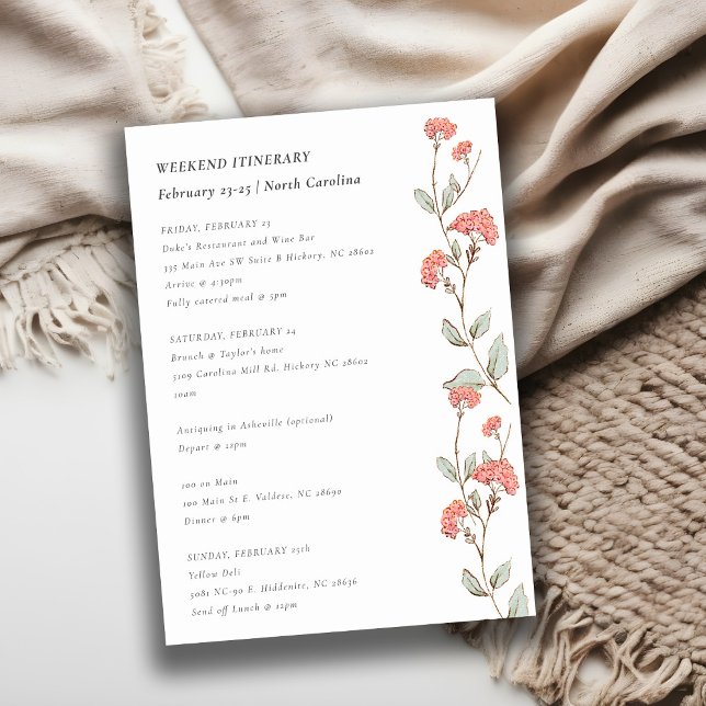 Pink Flowers Wreath Weekend Birthday itinerary Invitation (Creator Uploaded)