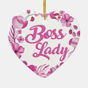 Pink Flowery Boss Lady Design Ceramic Tree Decoration