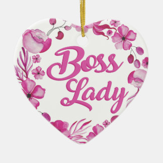 Pink Flowery Boss Lady Design Ceramic Tree Decoration