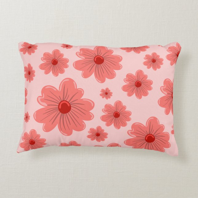 pink flowery  decorative cushion (Back)