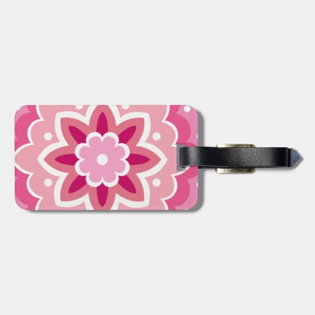 Pink & Flowery Pattern Luggage Tag (Back Horizontal)