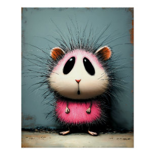 pink fluffy hamster - cartoon comic style poster