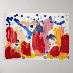 Pink fluffy unicorns dancing on rainbow  poster