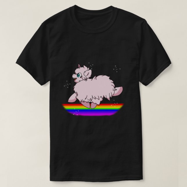 Pink Fluffy Unicorns Dancing on Rainbows Feat. Flu T-Shirt (Design Front)