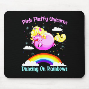 Pink Fluffy Unicorns Dancing On Rainbows T Shirt Mouse Mat