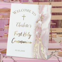 pink fluid marble | First Communion