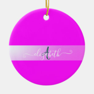 Pink Fluorescent Monogram Ceramic Tree Decoration