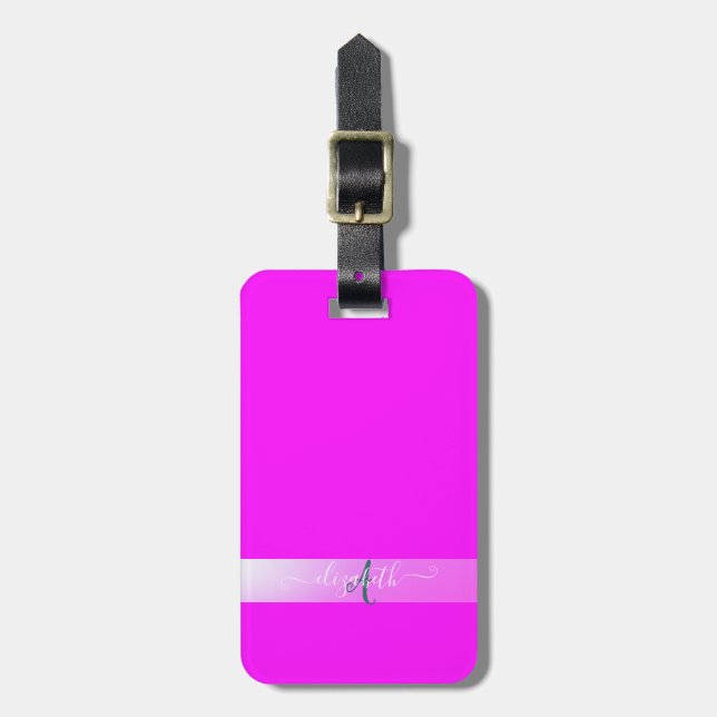 Pink Fluorescent Monogram    Luggage Tag (Front Vertical)