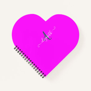 Pink Fluorescent Neon Monogram Notebook