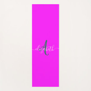 Pink Fluorescent Neon Monogram Yoga Mat
