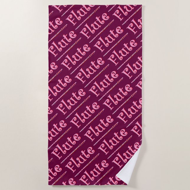Pink Flute Beach Towel (Front)