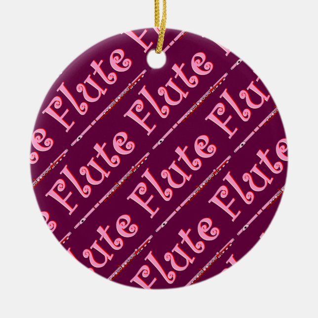 Pink Flute Ceramic Tree Decoration (Front)