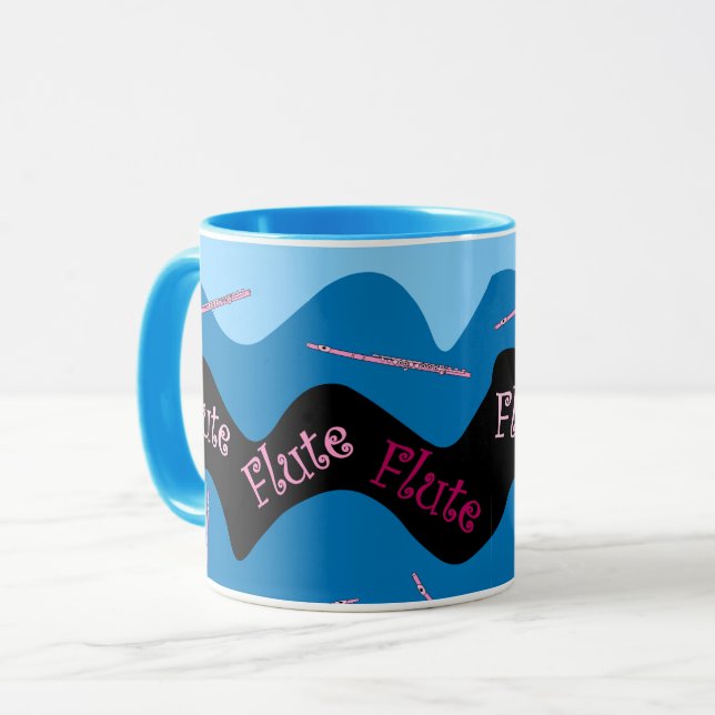 Pink Flute Pattern Mug (Front Left)