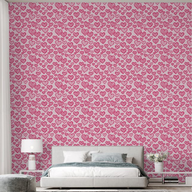 Pink flying hearts wallpaper (Bedroom)