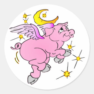 Pink Flying Pig #003 Classic Round Sticker